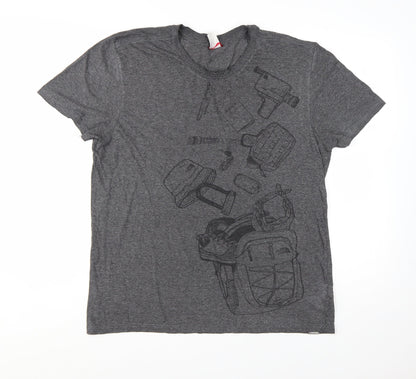 The North Face Men Grey Graphic Outdoor Crew Neck T-Shirt L