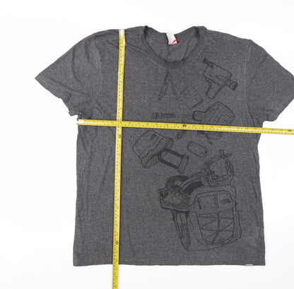 The North Face Men Grey Graphic Outdoor Crew Neck T-Shirt L