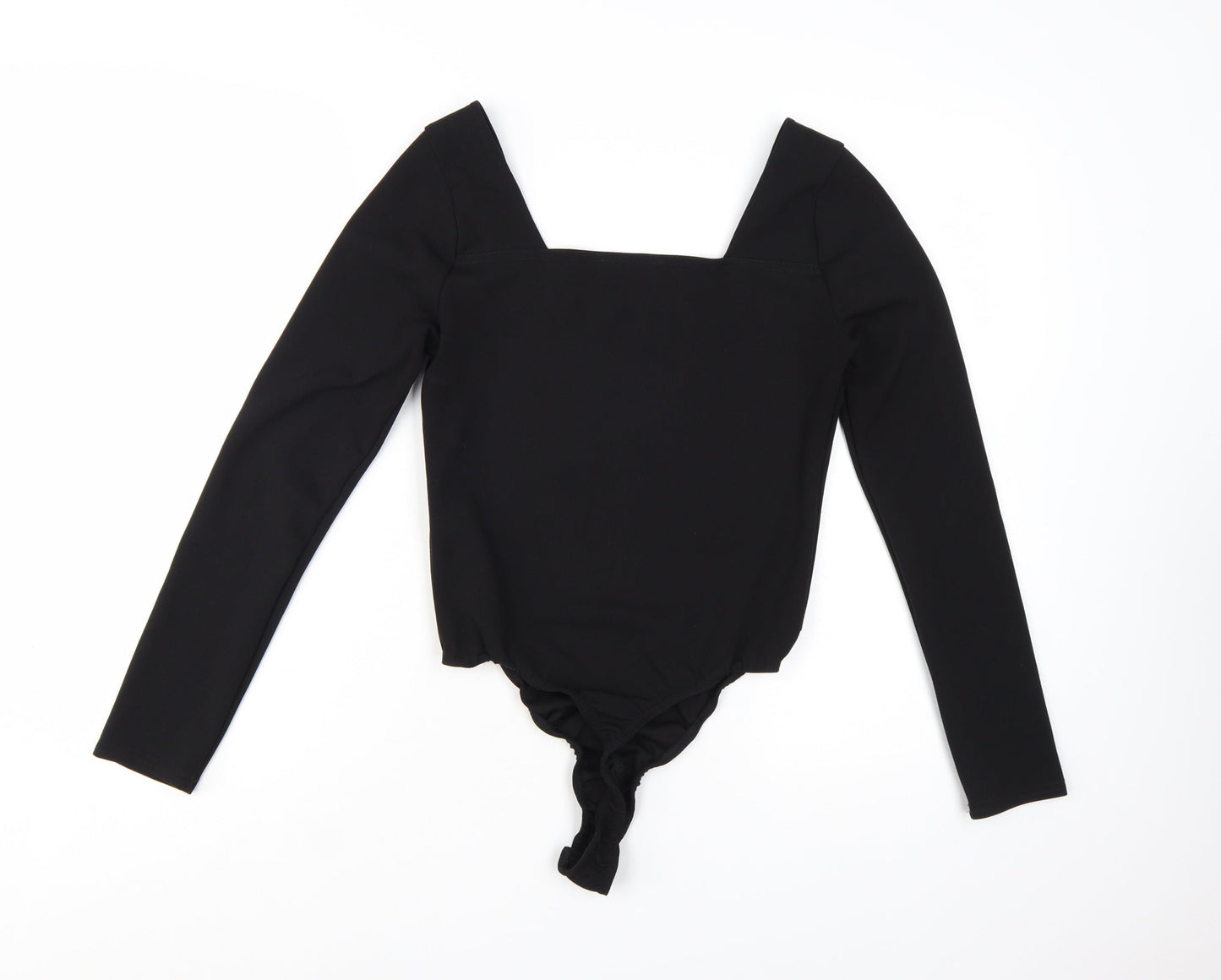 PrettyLittleThing Women's Black Long Sleeve Square Neck Bodysuit Size 10