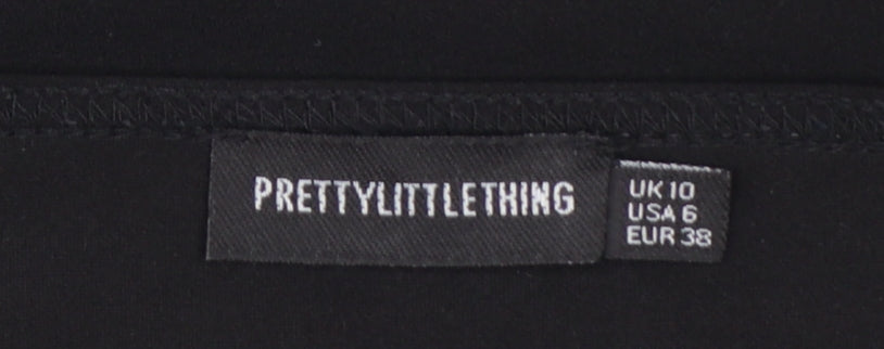 PrettyLittleThing Women's Black Long Sleeve Square Neck Bodysuit Size 10