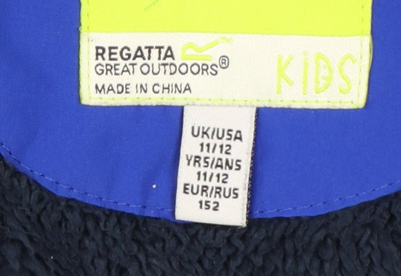 Regatta Boys Blue Hooded Puffer Jacket 11-12 Years Waterproof Lightweight