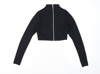 PrettyLittleThing Women’s Black Cropped Long Sleeve Zip Top UK 10