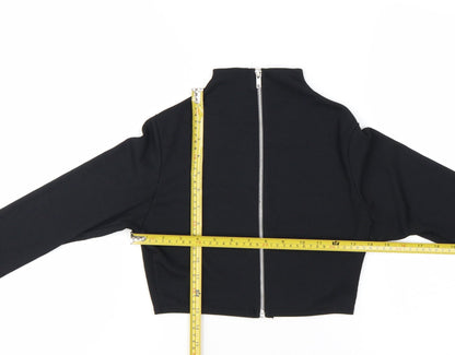 PrettyLittleThing Women’s Black Cropped Long Sleeve Zip Top UK 10