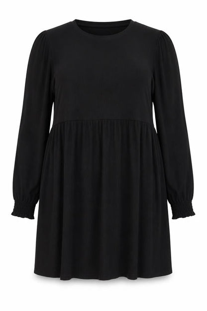 New Look Women’s Black Size 16 Smocked Round Neck Long Sleeve Dress
