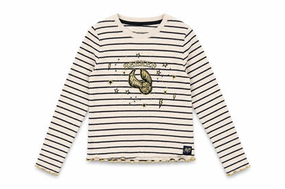 Front view of Marks & Spencer girls’ beige striped harry potter long sleeve t-shirt 10-11 years
