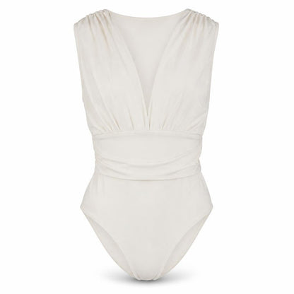 Miss Selfridge Women Ivory Sleeveless Bodysuit UK 8 Polyester Blend