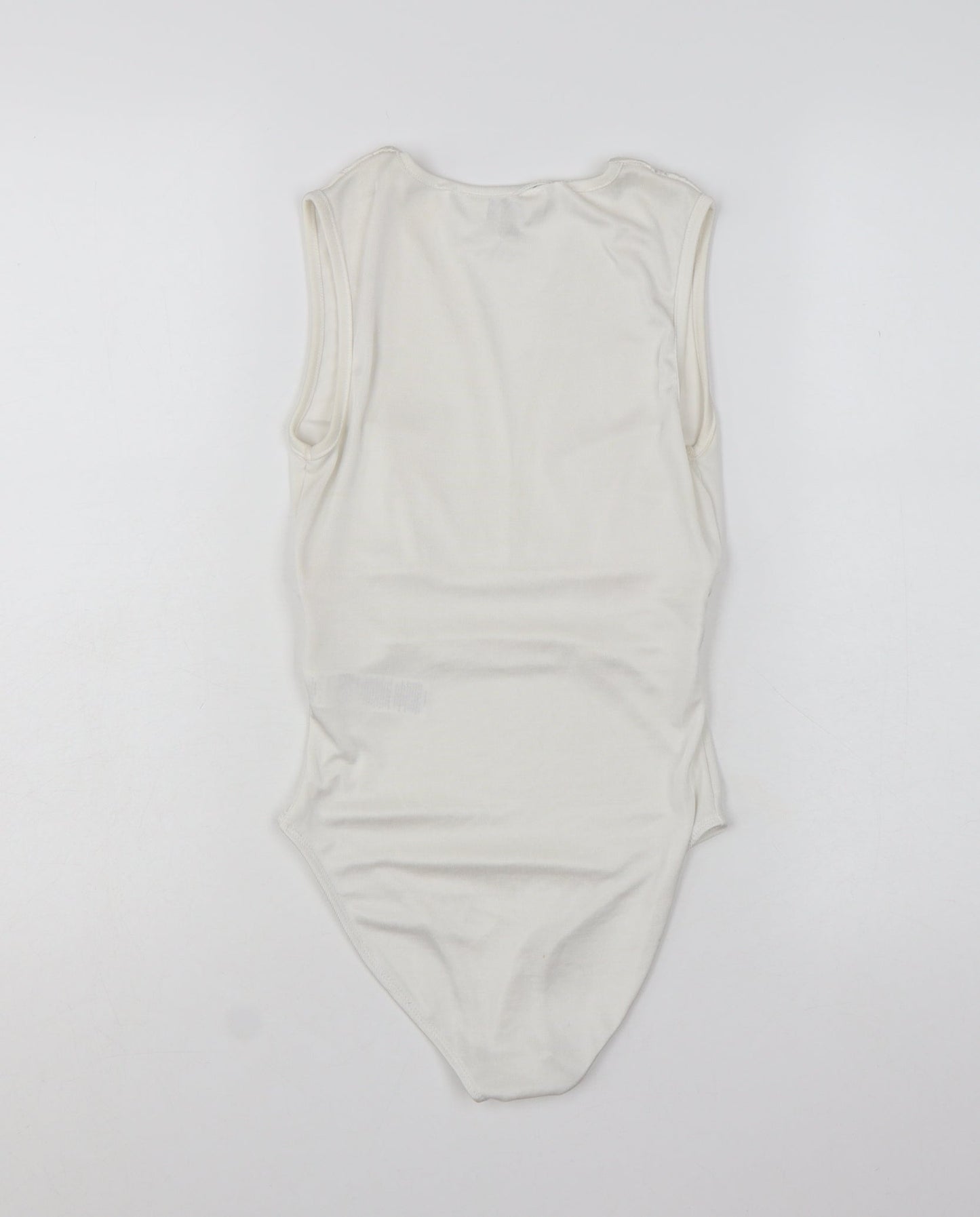 Miss Selfridge Women Ivory Sleeveless Bodysuit UK 8 Polyester Blend