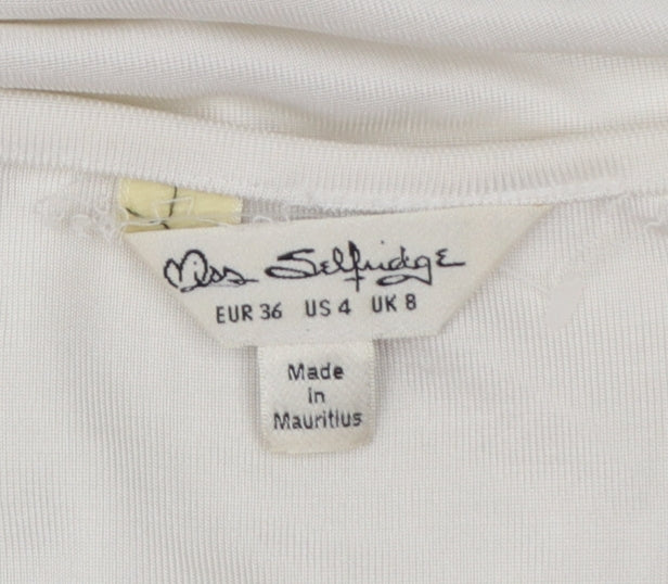 Miss Selfridge Women Ivory Sleeveless Bodysuit UK 8 Polyester Blend