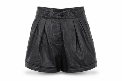 PrettyLittleThing Women's Black Faux Leather Paperbag Shorts UK 4