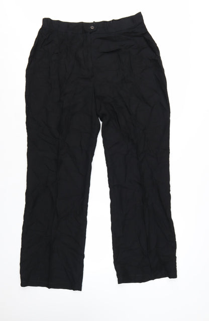La Bella Women’s Black Linen Blend Pleated Trousers Size 16