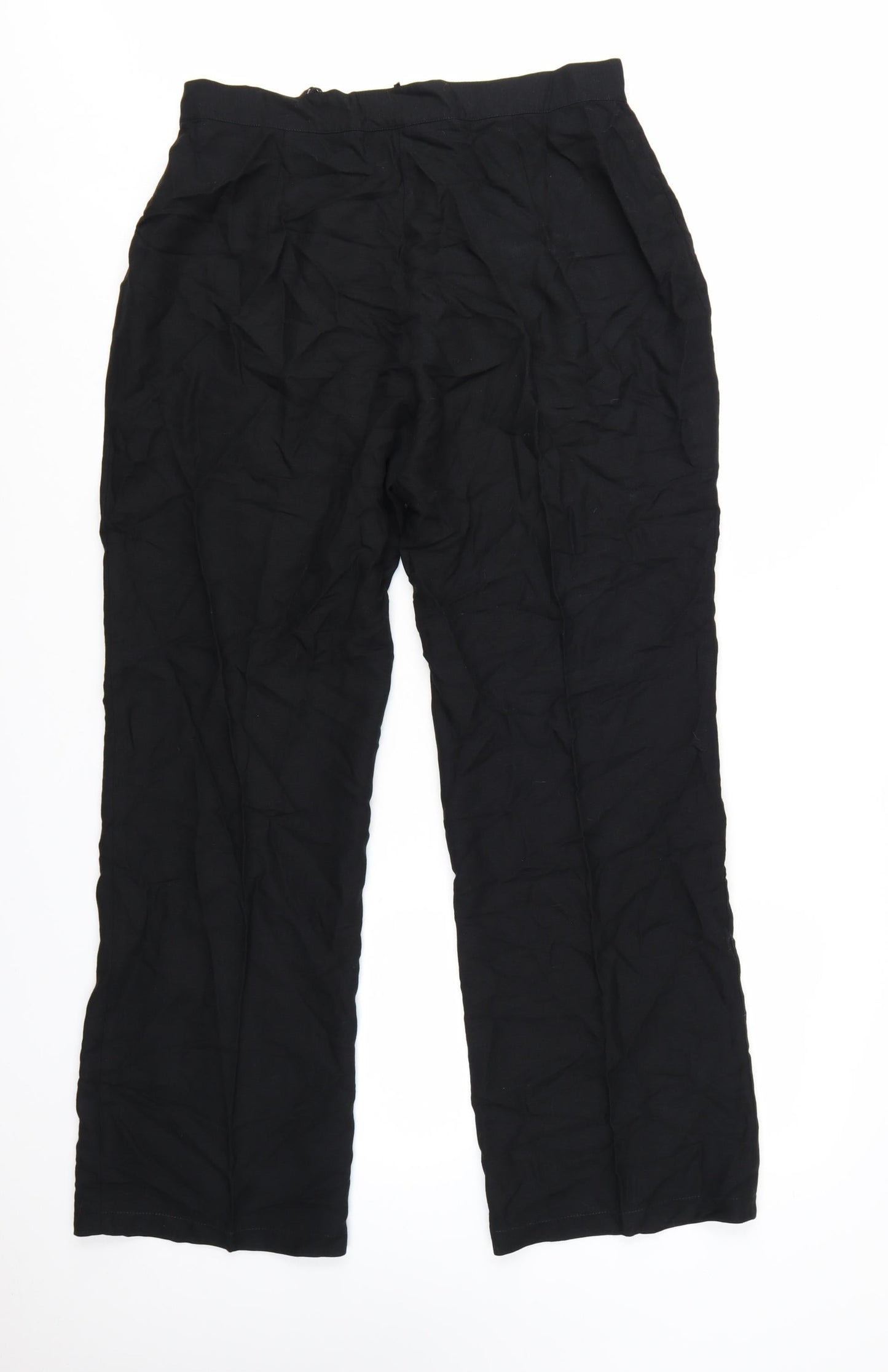 La Bella Women’s Black Linen Blend Pleated Trousers Size 16