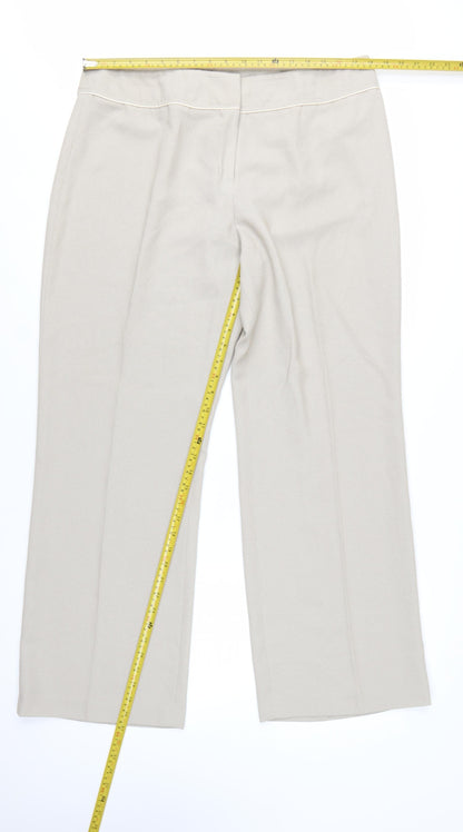 BHS Women's Beige Straight Leg Trousers Size 18 Polyester