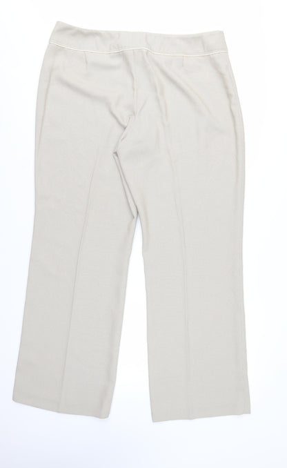 BHS Women's Beige Straight Leg Trousers Size 18 Polyester