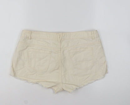 Denim Co Women Beige Cotton Cut-Off Shorts Size 14