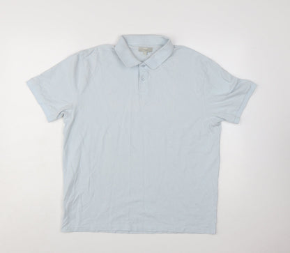 Moss Men's Light Blue Cotton Elastane Polo Shirt Size L