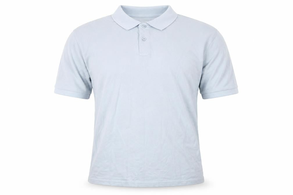Moss Men's Light Blue Cotton Elastane Polo Shirt Size L