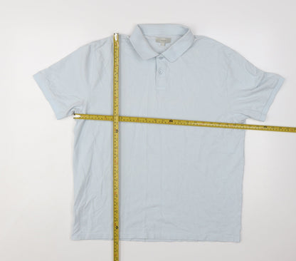 Moss Men's Light Blue Cotton Elastane Polo Shirt Size L