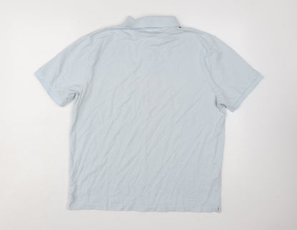 Moss Men's Light Blue Cotton Elastane Polo Shirt Size L