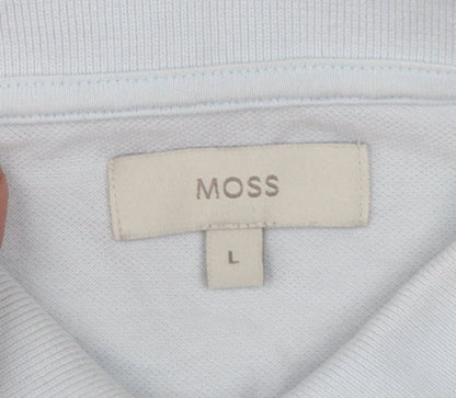 Moss Men's Light Blue Cotton Elastane Polo Shirt Size L