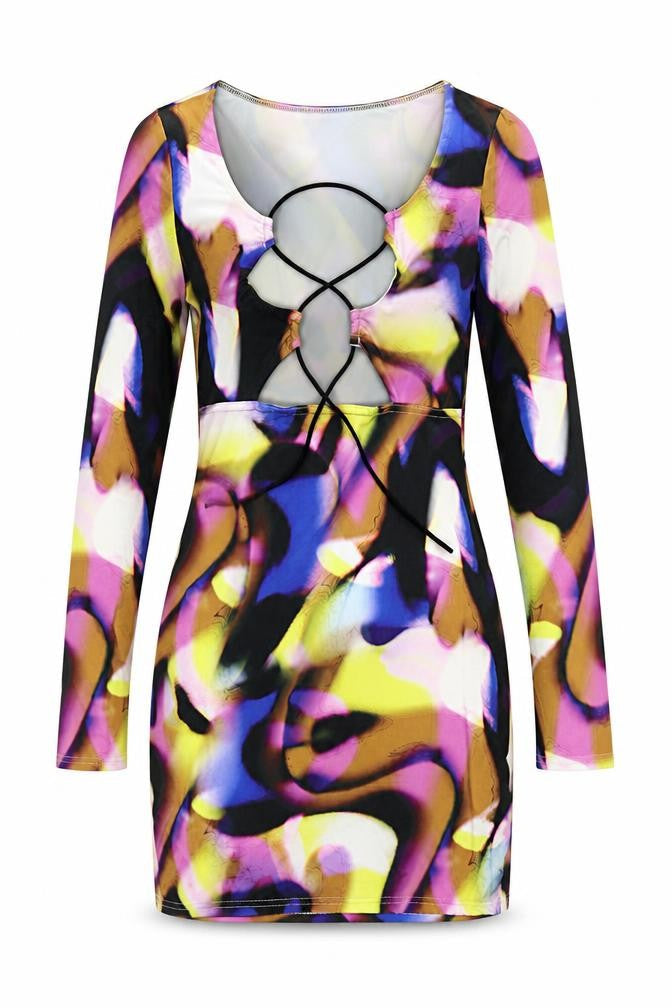 PRETTYLITTLETHING Womens Multicoloured Size 8 Bodycon Cut Out Mini Dress