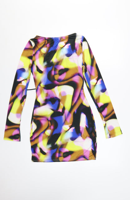 PrettyLittleThing Womens Multicoloured Size 8 Bodycon Cut Out Mini Dress