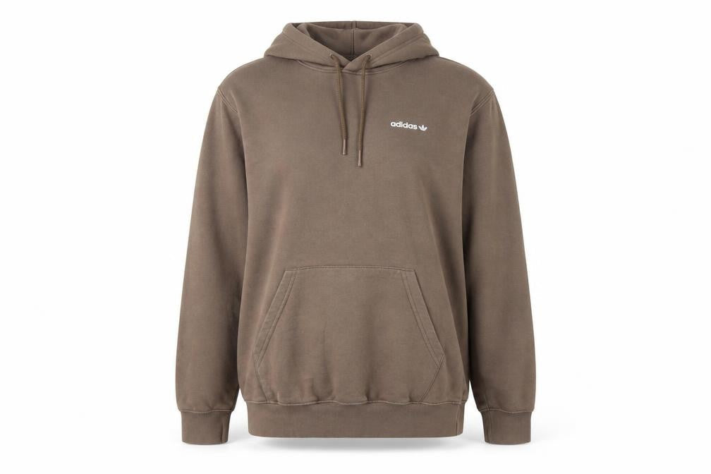 Adidas Women Brown Pullover Hoodie Small Logo Graphic Print