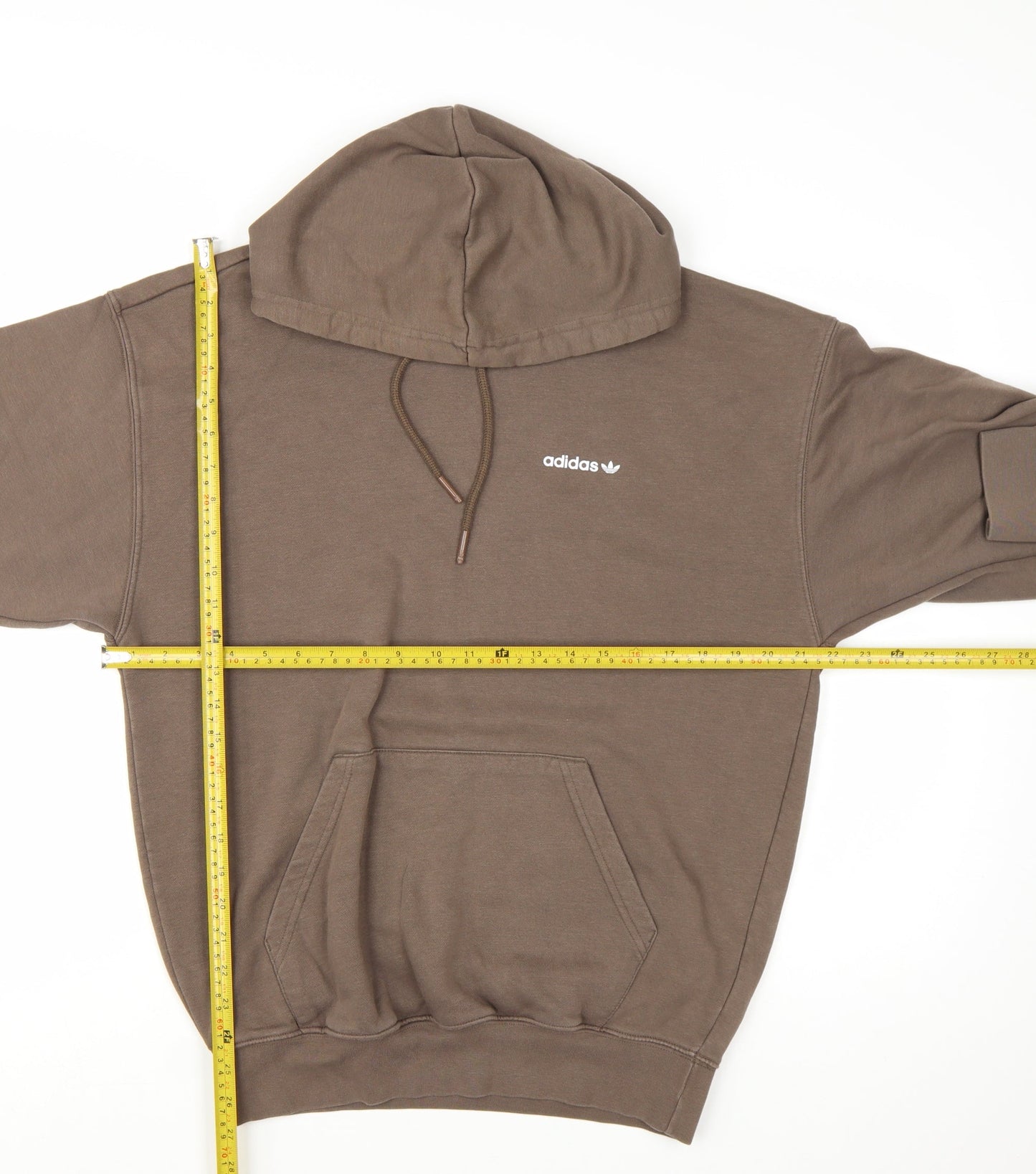 Adidas Women Brown Pullover Hoodie Small Logo Graphic Print