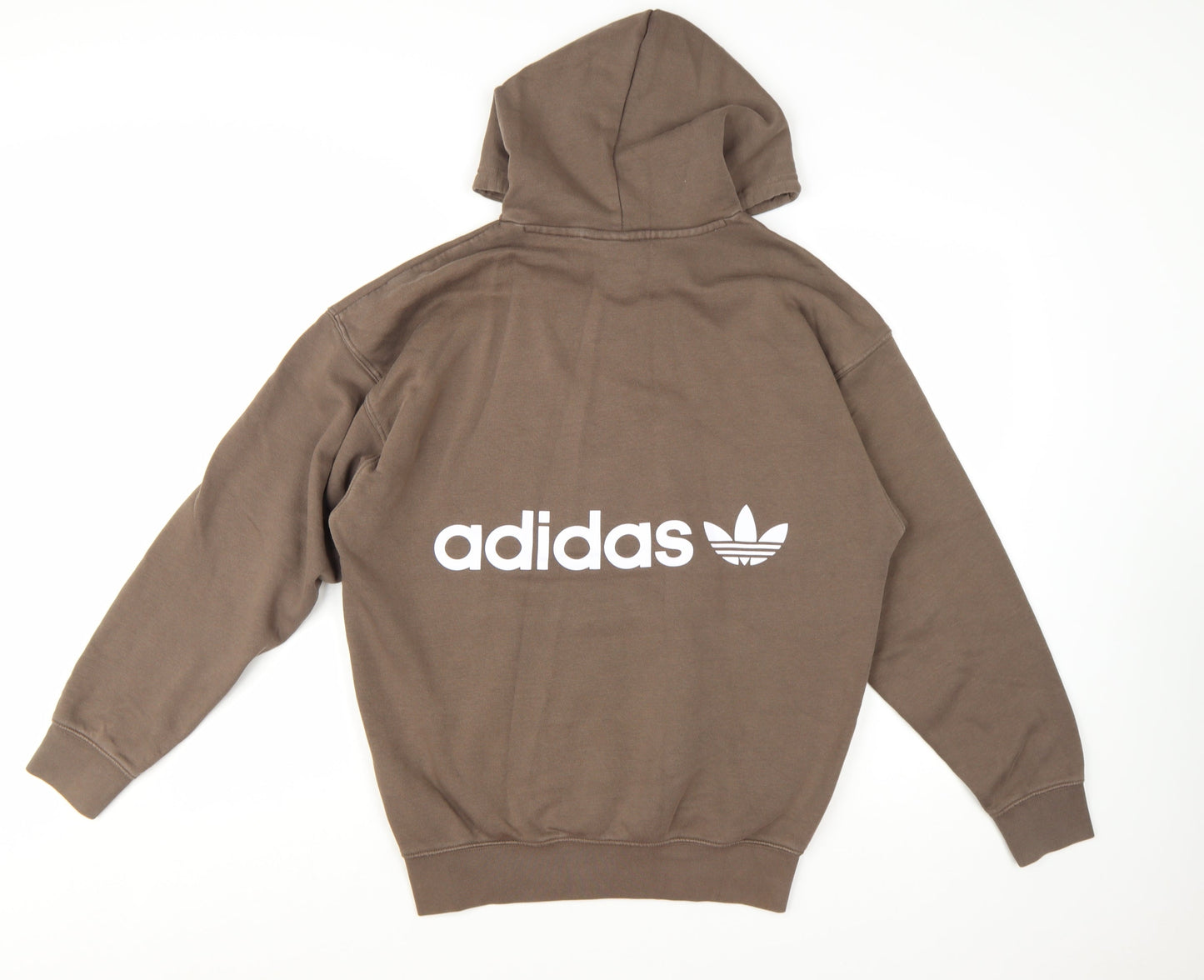 Adidas Women Brown Pullover Hoodie Small Logo Graphic Print
