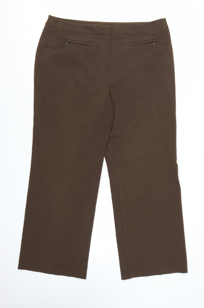 Mia Moda Women's Brown Size 18 Straight Leg Trousers