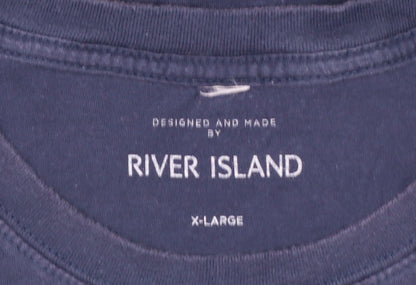 River Island Men's Blue Amsterdam Graphic T-Shirt XL