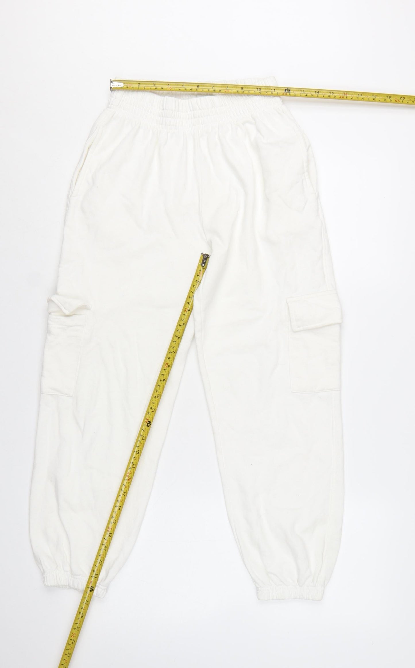 New Look Women's White Cargo Trousers Size 6 Cotton Blend