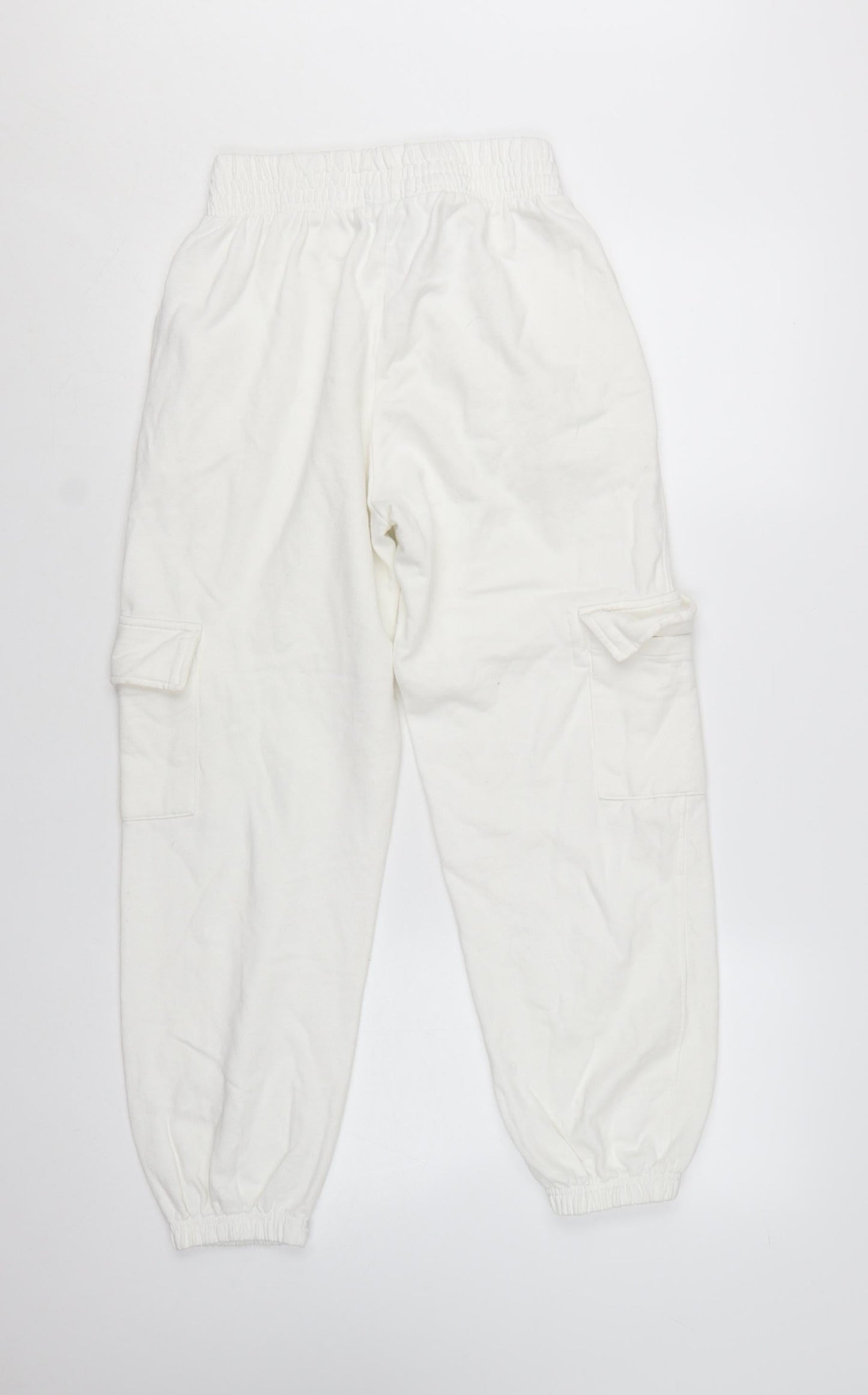 New Look Women's White Cargo Trousers Size 6 Cotton Blend