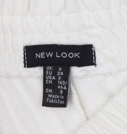 New Look Women's White Cargo Trousers Size 6 Cotton Blend
