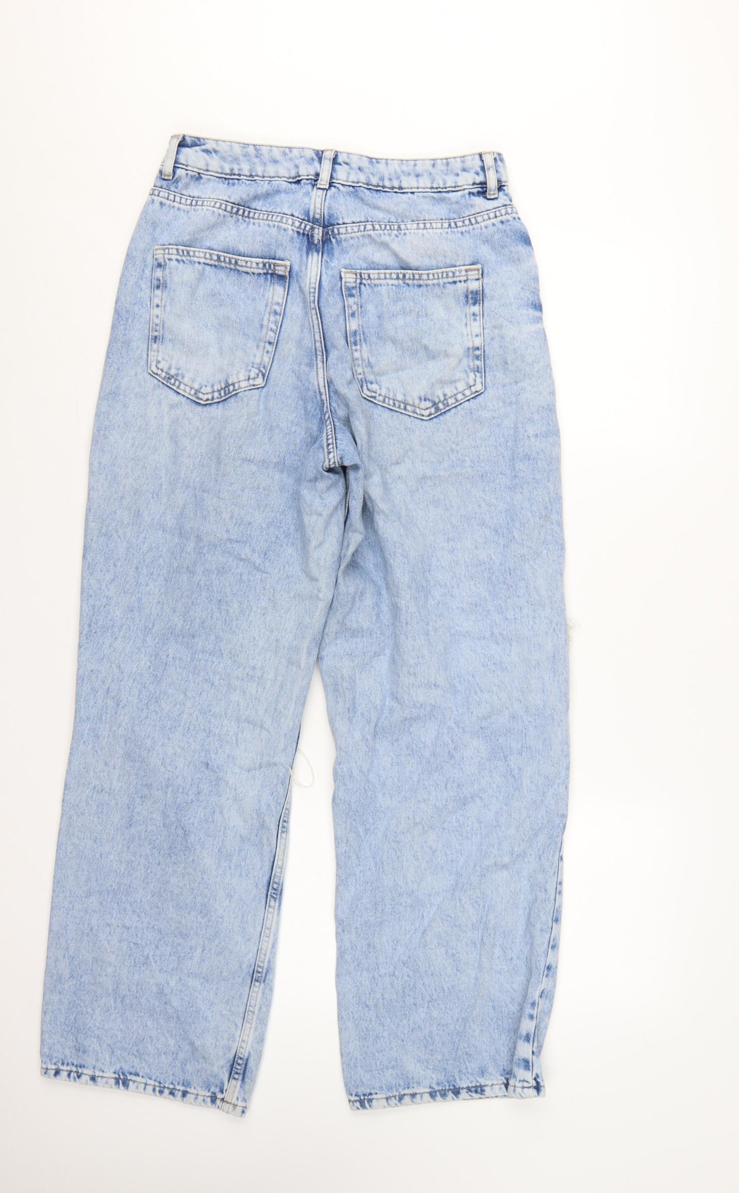 New Look Women Blue Light Wash Distressed Mom Jeans Size 10