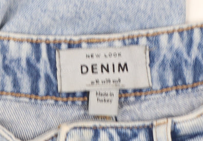 New Look Women Blue Light Wash Distressed Mom Jeans Size 10
