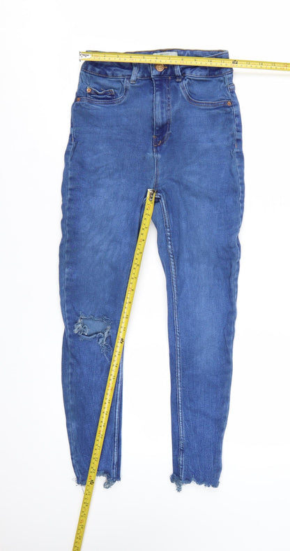 New Look Women’s Blue Hallie Skinny Distressed High Rise Jeans UK 10