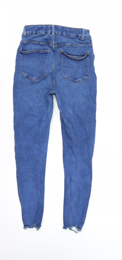 New Look Women’s Blue Hallie Skinny Distressed High Rise Jeans UK 10