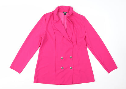 Boohoo Women’s Pink Double-Breasted Blazer UK 14