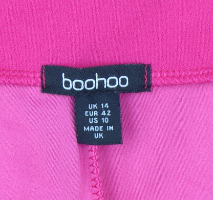 Boohoo Women's Pink Jersey Stretch Trousers Size 14