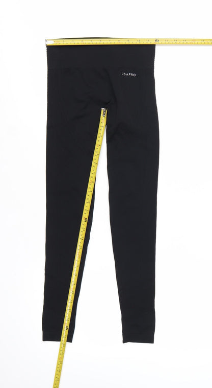 USA Pro Womens Black Seamless Gym Leggings Size 8