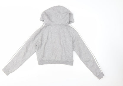 Adidas Womens Grey Full Zip Hoodie UK 8 Hooded Sweatshirt