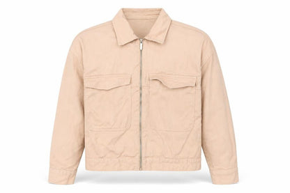 Primark Womens Beige Cotton Basic Jacket Size M Casual Zip Front
