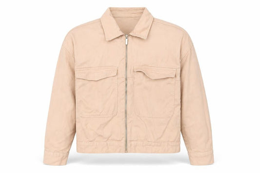 Primark Womens Beige Cotton Basic Jacket Size M Casual Zip Front
