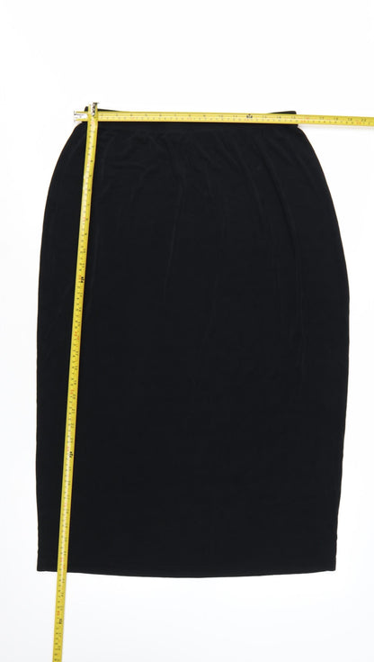 Chico's Women's Black Jersey Pencil Midi Skirt Size 16 Stretch