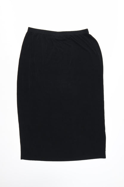 Chico's Women's Black Jersey Pencil Midi Skirt Size 16 Stretch