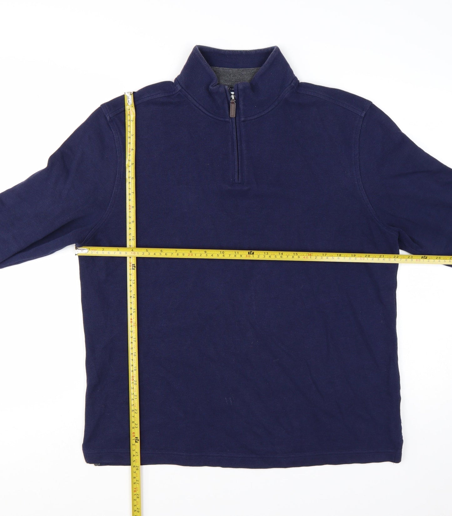 Club Room Mens Navy Blue 1/4 Zip Cotton Pullover Sweatshirt L