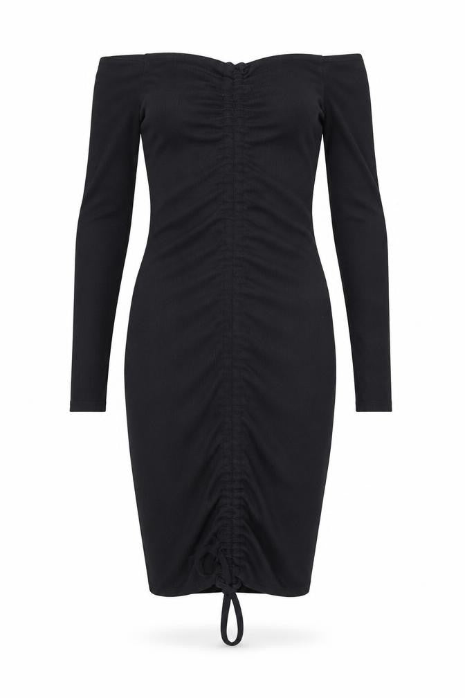 PRETTYLITTLETHING Women's Black Off Shoulder Bodycon Dress Size 4