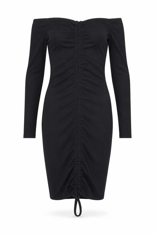 PRETTYLITTLETHING Women's Black Off Shoulder Bodycon Dress Size 4