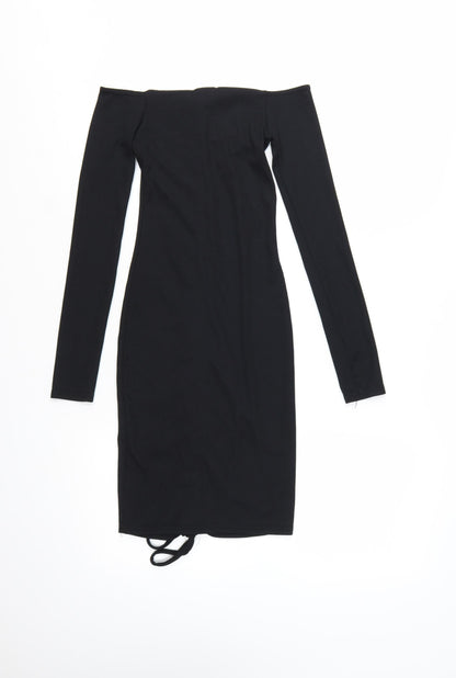 PrettyLittleThing Women's Black Off Shoulder Bodycon Dress Size 4