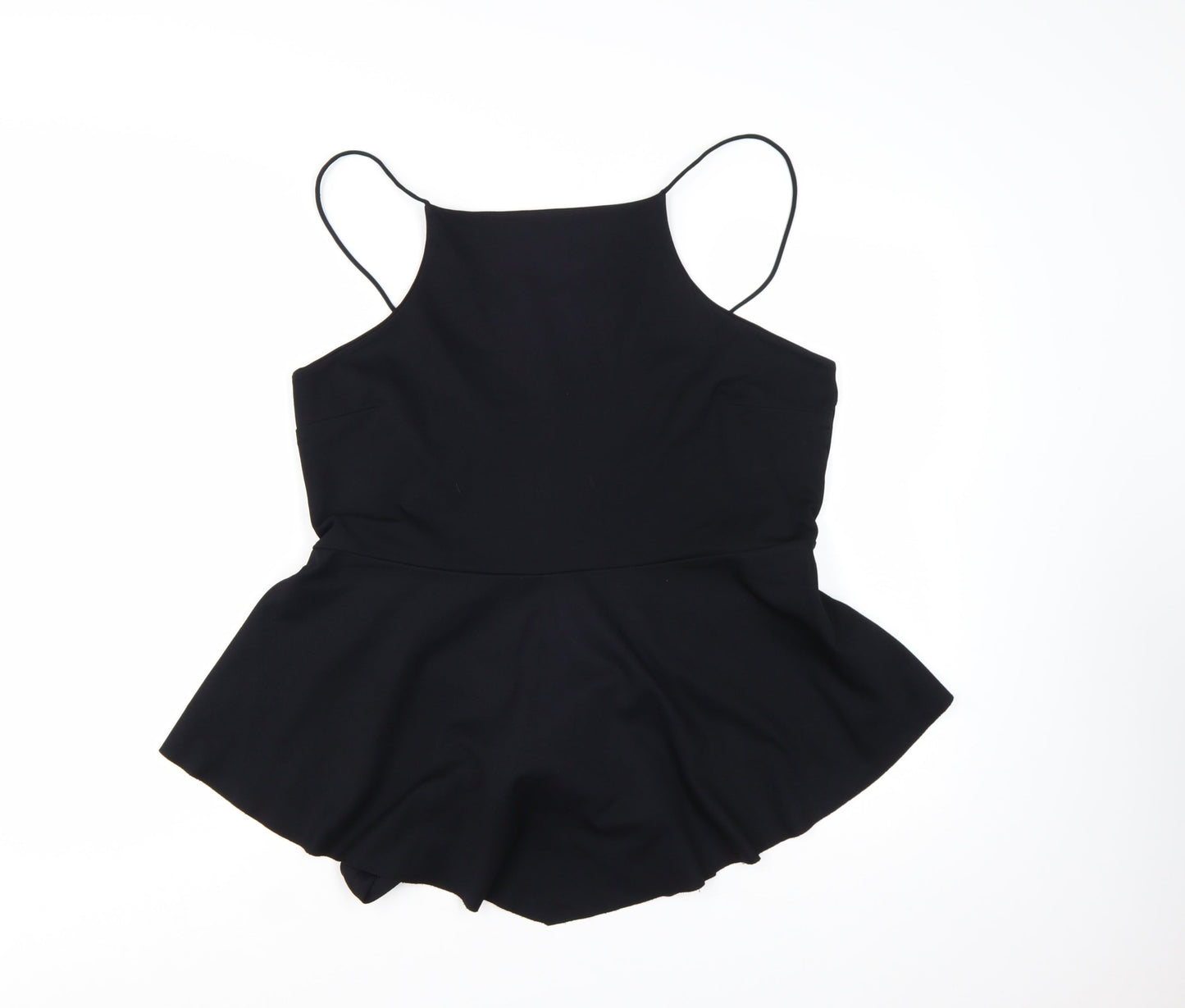 Boohoo Womens Black Size 18 Halter Peplum Tie Back Camisole Top